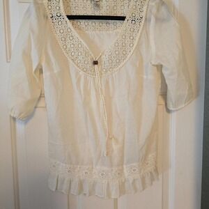Lucky Brand Scoop Neck Sheer Lightweight 3/4 sleeve